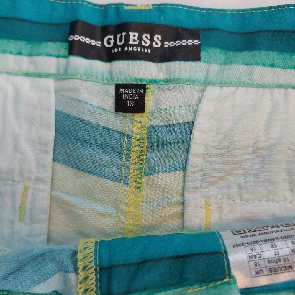 GUESS Boy Bermuda Short Youth Size 18 Green & yellow Striped - Picture 3 of 4
